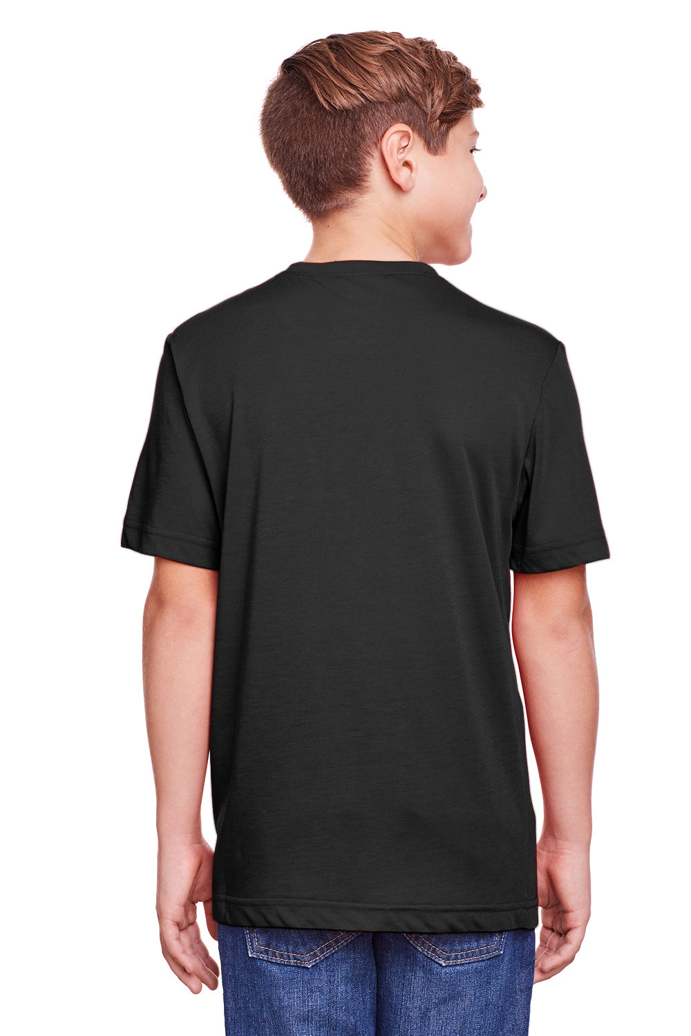 Core 365 CE111Y Youth Fusion ChromaSoft Performance Moisture Wicking Short Sleeve Crewneck T-Shirt Black Back