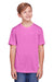 Core 365 CE111Y Youth Fusion ChromaSoft Performance Moisture Wicking Short Sleeve Crewneck T-Shirt Charity Pink Front
