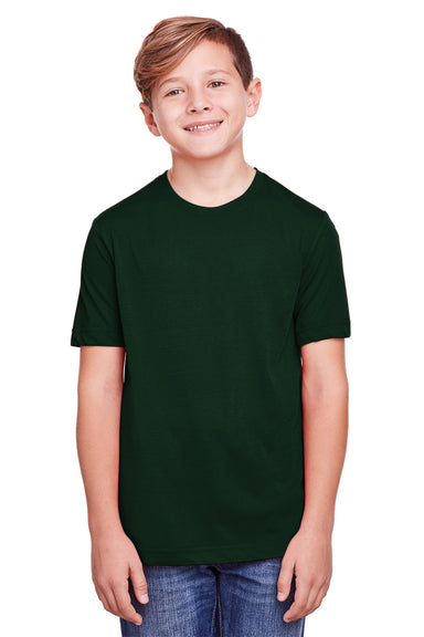 Core 365 CE111Y Youth Fusion ChromaSoft Performance Moisture Wicking Short Sleeve Crewneck T-Shirt Forest Green Front