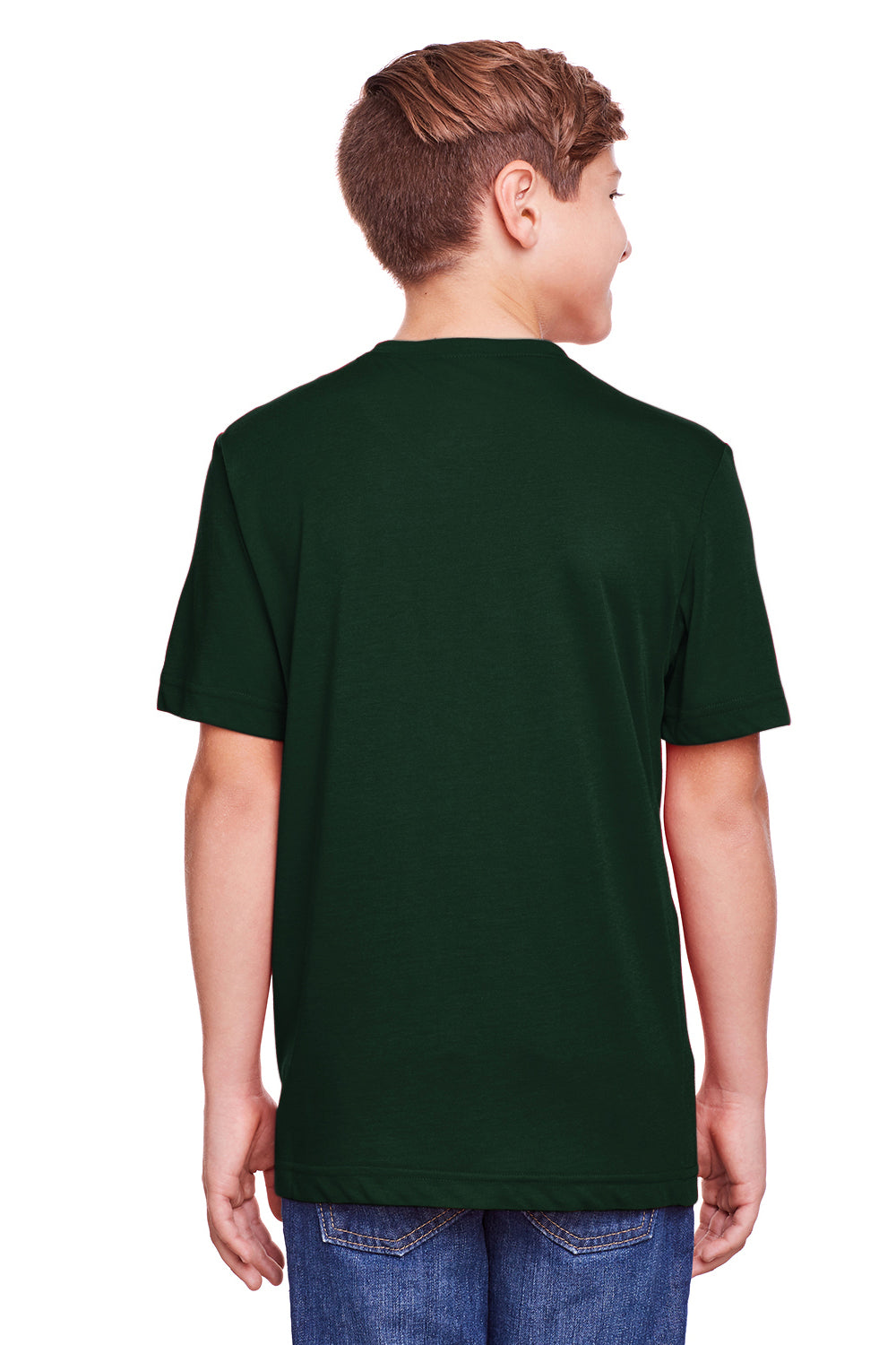 Core 365 CE111Y Youth Fusion ChromaSoft Performance Moisture Wicking Short Sleeve Crewneck T-Shirt Forest Green Back
