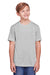 Core 365 CE111Y Youth Fusion ChromaSoft Performance Moisture Wicking Short Sleeve Crewneck T-Shirt Platinum Grey Front