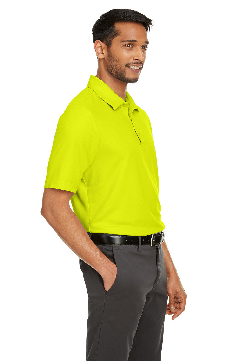 Core 365 CE112 Mens Fusion ChromaSoft Performance Moisture Wicking Short Sleeve Polo Shirt Safety Yellow 3Q
