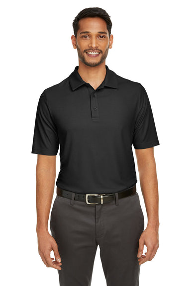 Core 365 CE112 Mens Fusion ChromaSoft Performance Moisture Wicking Short Sleeve Polo Shirt Black Front