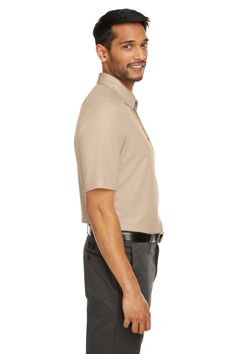 Core 365 CE112 Mens Fusion ChromaSoft Performance Moisture Wicking Short Sleeve Polo Shirt Stone Side