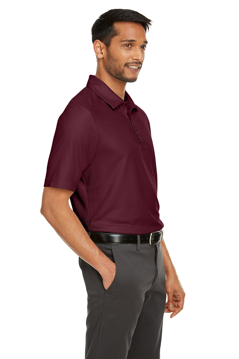Core 365 CE112 Mens Fusion ChromaSoft Performance Moisture Wicking Short Sleeve Polo Shirt Burgundy 3Q