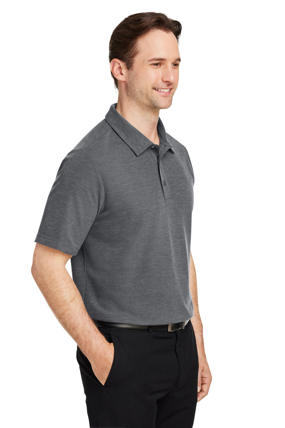 Core 365 CE112 Mens Fusion ChromaSoft Performance Moisture Wicking Short Sleeve Polo Shirt Heather Carbon Grey 3Q