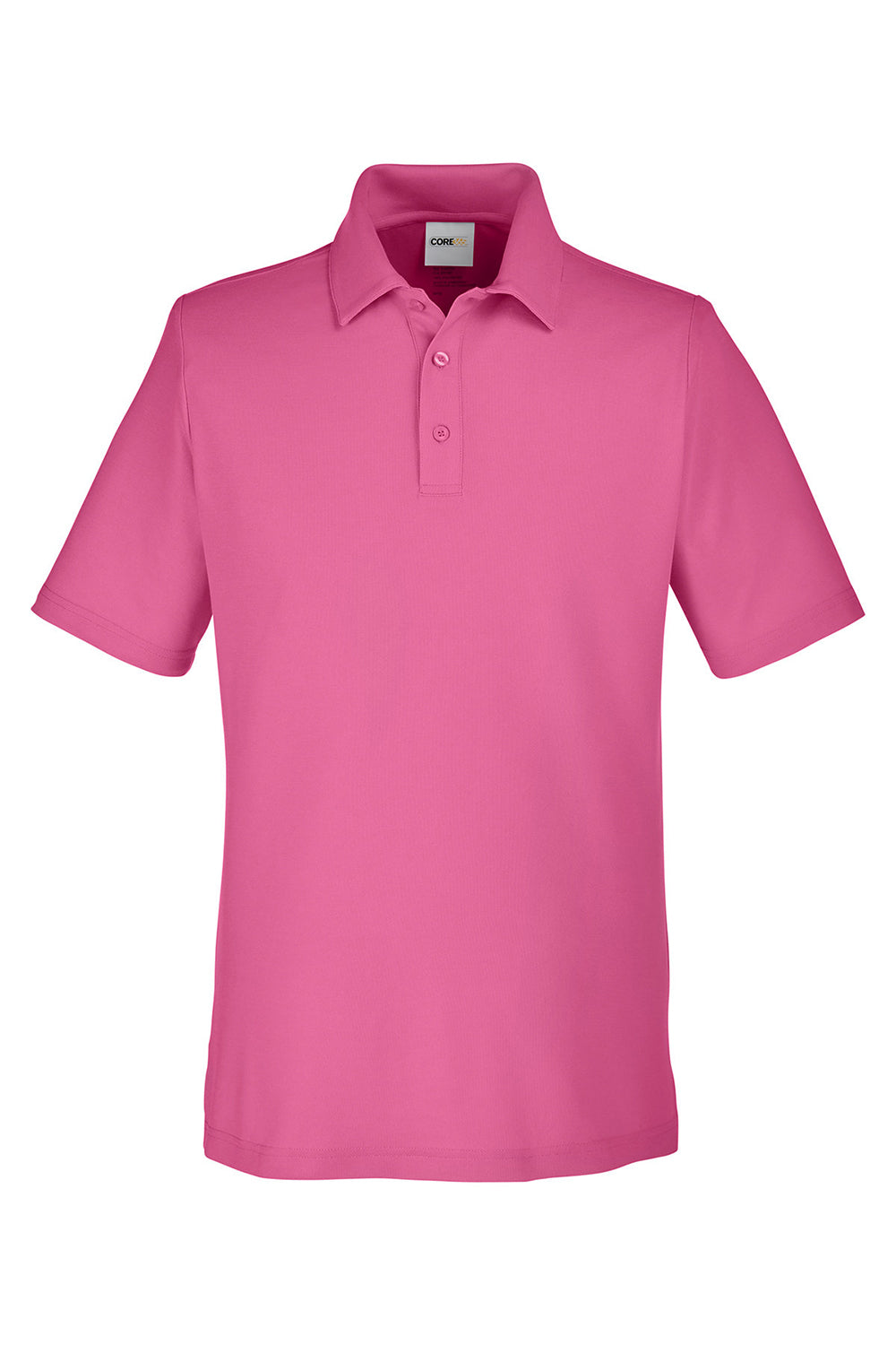 Core 365 CE112 Mens Fusion ChromaSoft Performance Moisture Wicking Short Sleeve Polo Shirt Charity Pink Flat Front