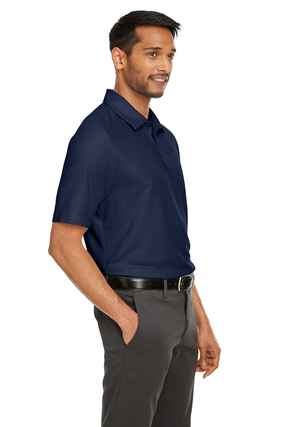 Core 365 CE112 Mens Fusion ChromaSoft Performance Moisture Wicking Short Sleeve Polo Shirt Classic Navy Blue 3Q
