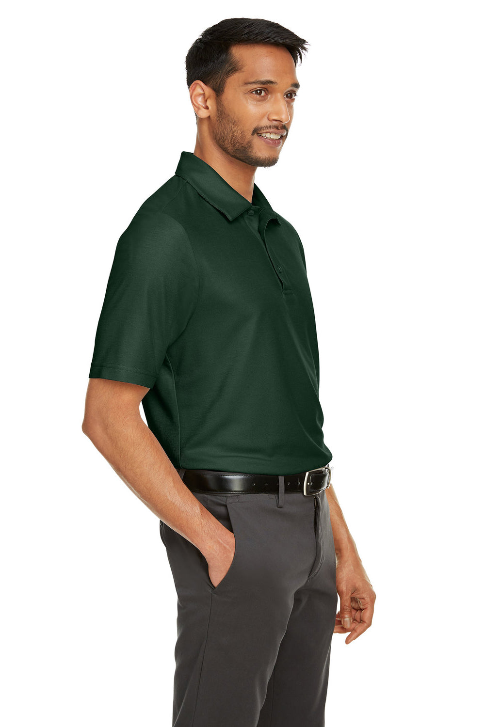 Core 365 CE112 Mens Fusion ChromaSoft Performance Moisture Wicking Short Sleeve Polo Shirt Forest Green 3Q