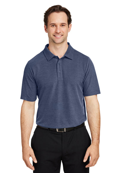 Core 365 CE112 Mens Fusion ChromaSoft Performance Moisture Wicking Short Sleeve Polo Shirt Heather Classic Navy Blue Front