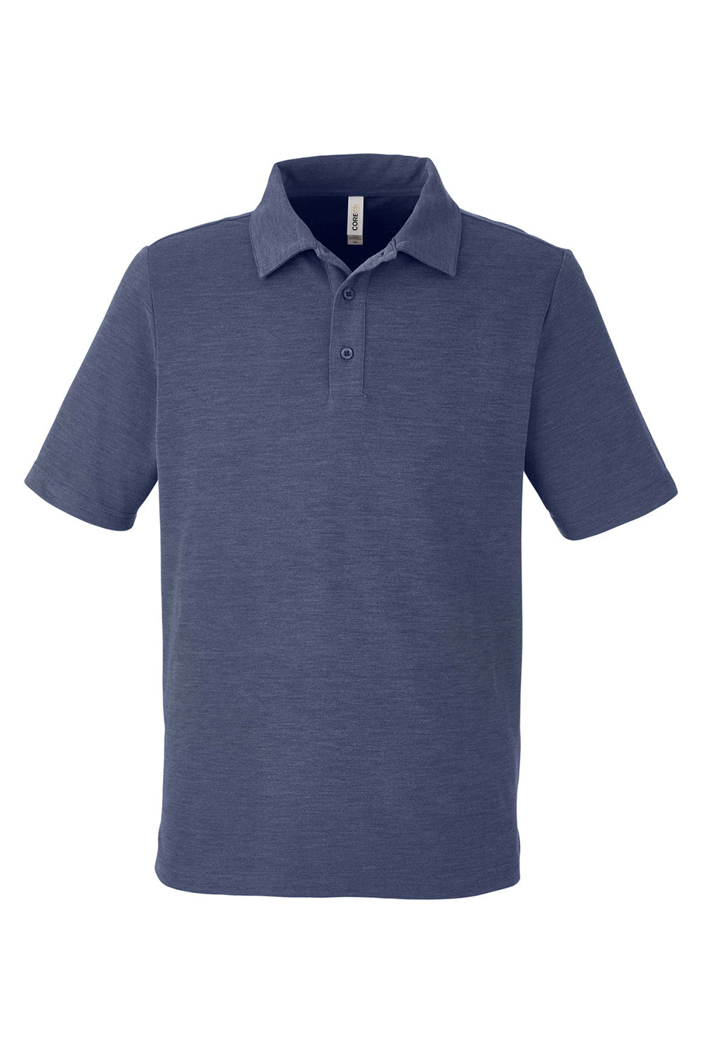 Core 365 CE112 Mens Fusion ChromaSoft Performance Moisture Wicking Short Sleeve Polo Shirt Heather Classic Navy Blue Flat Front
