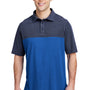 Core 365 Mens Fusion ChromaSoft Performance Moisture Wicking Colorblock Short Sleeve Polo Shirt - True Royal Blue/Heather Navy Blue