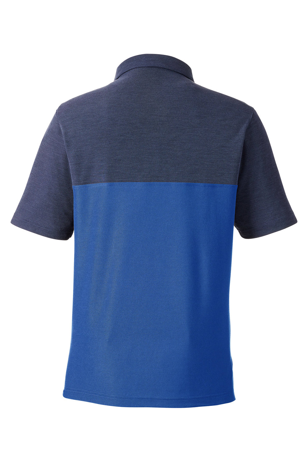 Core 365 CE112C Mens Fusion ChromaSoft Performance Moisture Wicking Colorblock Short Sleeve Polo Shirt True Royal Blue/Heather Navy Blue Flat Back