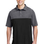 Core 365 Mens Fusion ChromaSoft Performance Moisture Wicking Colorblock Short Sleeve Polo Shirt - Black/Heather Carbon Grey
