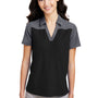 Core 365 Womens Fusion ChromaSoft Performance Moisture Wicking Colorblock Short Sleeve Polo Shirt - Black/Heather Carbon Grey