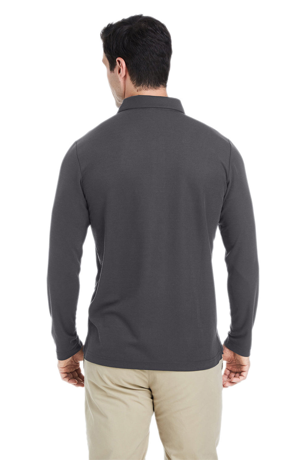 Core 365 CE112L Mens Fusion ChromaSoft Performance Moisture Wicking Long Sleeve Polo Shirt Carbon Grey Back