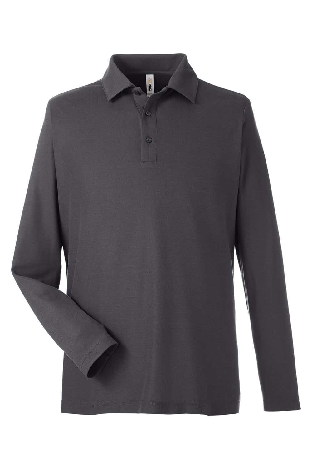 Core 365 CE112L Mens Fusion ChromaSoft Performance Moisture Wicking Long Sleeve Polo Shirt Carbon Grey Flat Front