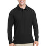 Core 365 Mens Fusion ChromaSoft Performance Moisture Wicking Long Sleeve Polo Shirt - Black