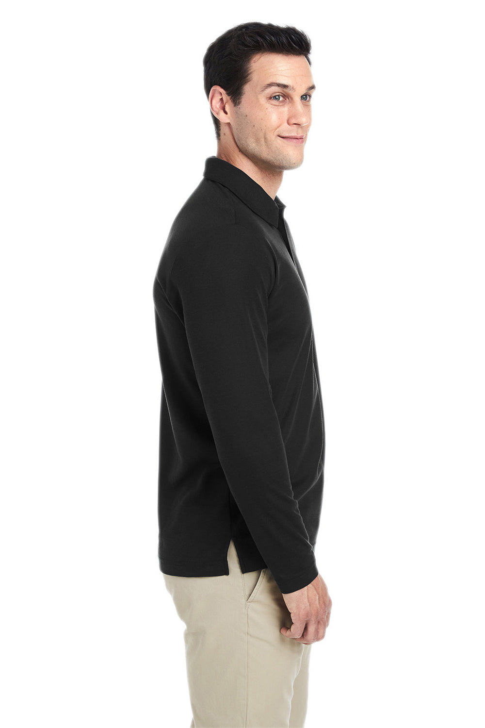 Core 365 CE112L Mens Fusion ChromaSoft Performance Moisture Wicking Long Sleeve Polo Shirt Black Side