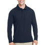 Core 365 Mens Fusion ChromaSoft Performance Moisture Wicking Long Sleeve Polo Shirt - Classic Navy Blue