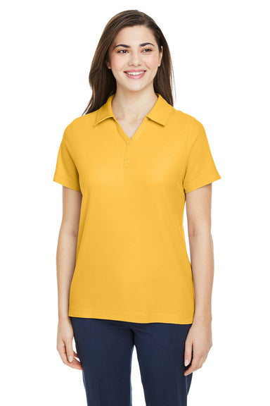 Core 365 CE112W Womens Fusion ChromaSoft Performance Moisture Wicking Pique Short Sleeve Polo Shirt Campus Gold Front