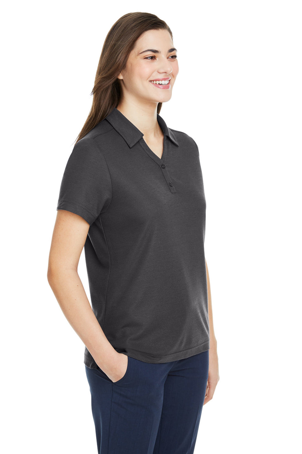 Core 365 CE112W Womens Fusion ChromaSoft Performance Moisture Wicking Pique Short Sleeve Polo Shirt Carbon Grey 3Q