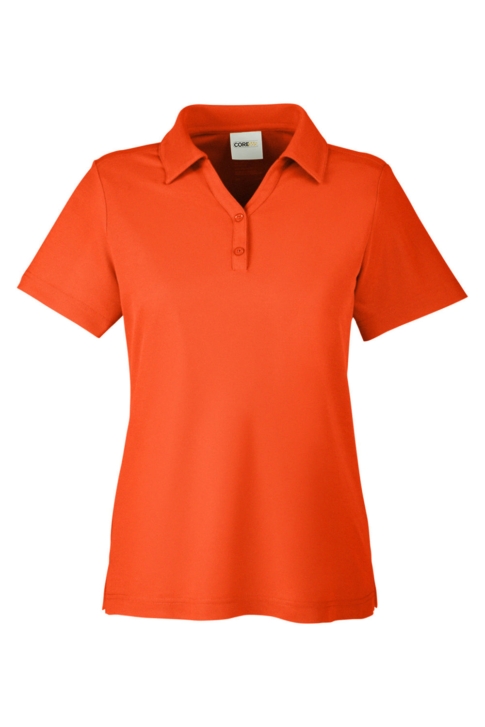 Core 365 CE112W Womens Fusion ChromaSoft Performance Moisture Wicking Pique Short Sleeve Polo Shirt Campus Orange Flat Front