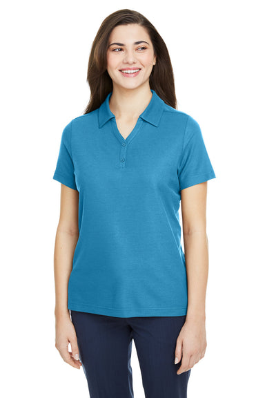 Core 365 CE112W Womens Fusion ChromaSoft Performance Moisture Wicking Pique Short Sleeve Polo Shirt Electric Blue Front