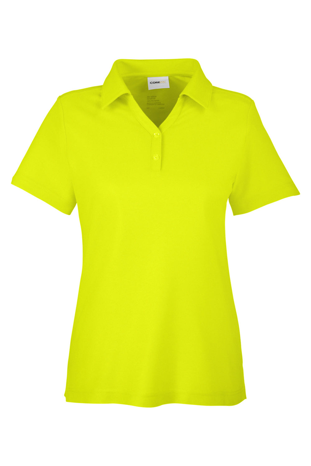 Core 365 CE112W Womens Fusion ChromaSoft Performance Moisture Wicking Pique Short Sleeve Polo Shirt Safety Yellow Flat Front