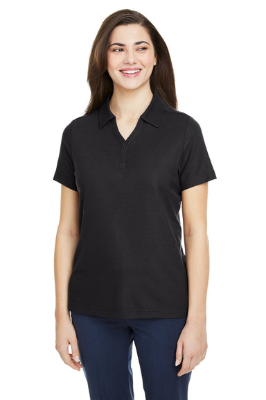 Core 365 CE112W Womens Fusion ChromaSoft Performance Moisture Wicking Pique Short Sleeve Polo Shirt Black Front