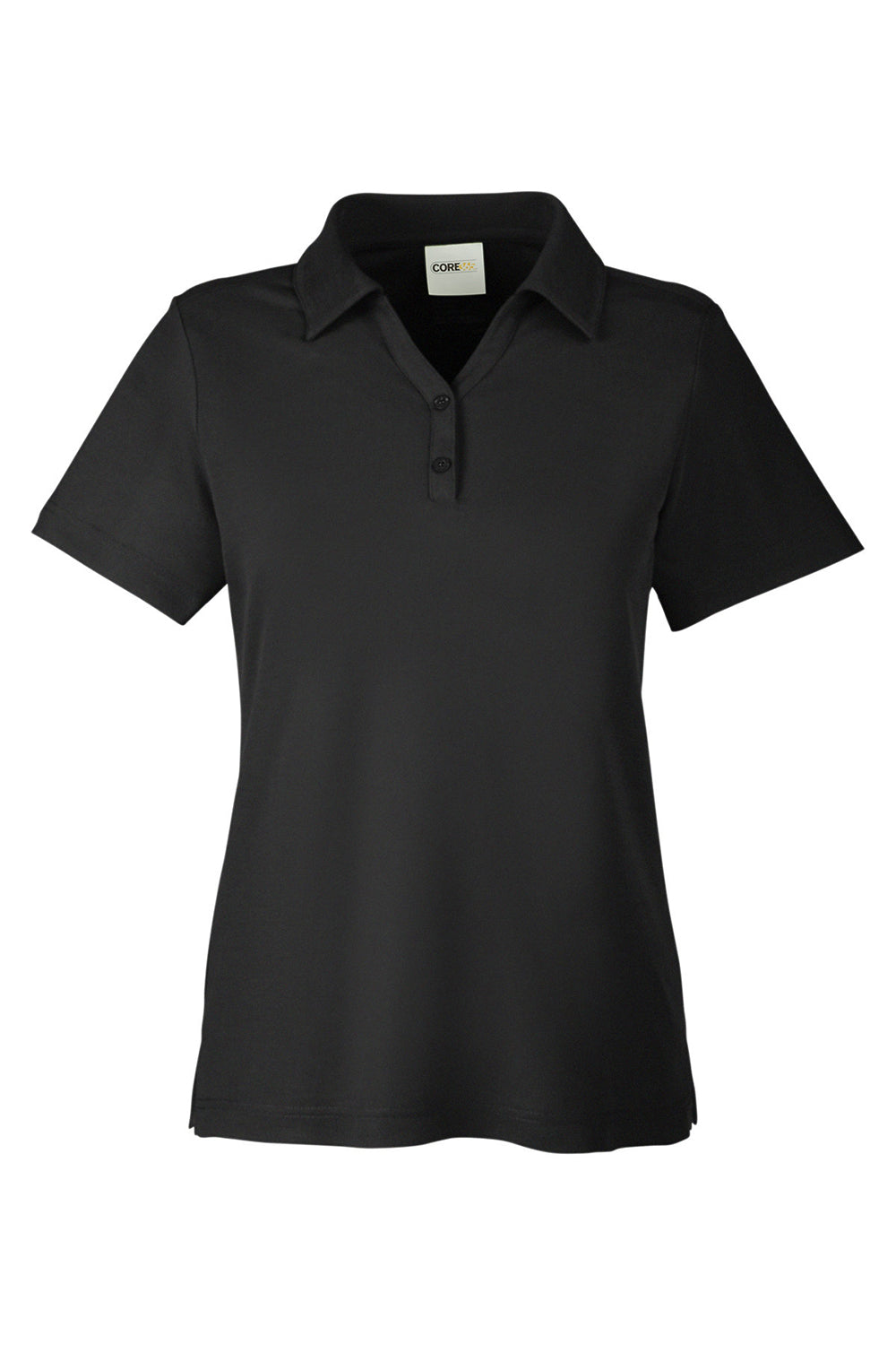 Core 365 CE112W Womens Fusion ChromaSoft Performance Moisture Wicking Pique Short Sleeve Polo Shirt Black Flat Front