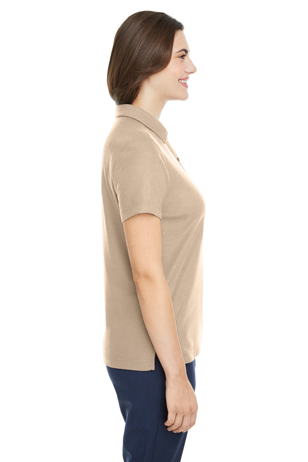 Core 365 CE112W Womens Fusion ChromaSoft Performance Moisture Wicking Pique Short Sleeve Polo Shirt Stone Side