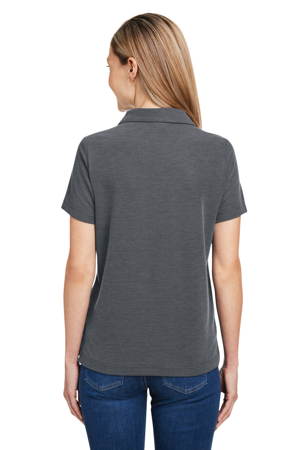 Core 365 CE112W Womens Fusion ChromaSoft Performance Moisture Wicking Pique Short Sleeve Polo Shirt Heather Carbon Grey Back