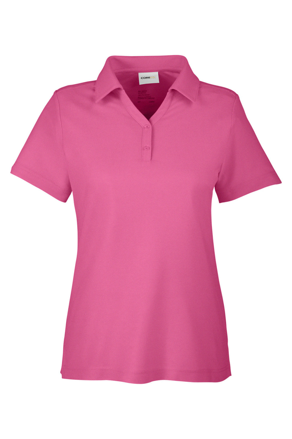 Core 365 CE112W Womens Fusion ChromaSoft Performance Moisture Wicking Pique Short Sleeve Polo Shirt Charity Pink Flat Front