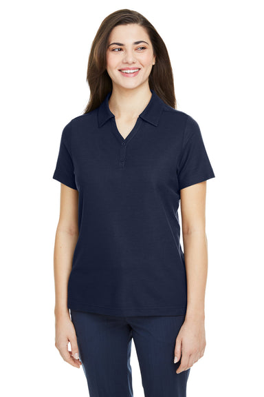 Core 365 CE112W Womens Fusion ChromaSoft Performance Moisture Wicking Pique Short Sleeve Polo Shirt Classic Navy Blue Front