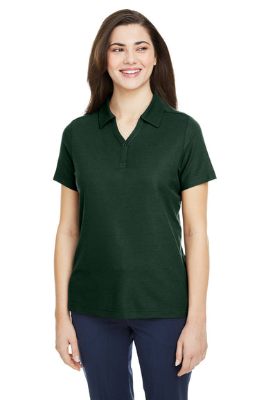 Core 365 CE112W Womens Fusion ChromaSoft Performance Moisture Wicking Pique Short Sleeve Polo Shirt Forest Green Front