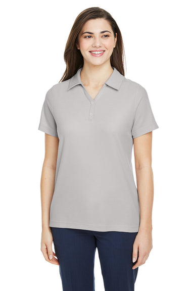 Core 365 CE112W Womens Fusion ChromaSoft Performance Moisture Wicking Pique Short Sleeve Polo Shirt Platinum Grey Front