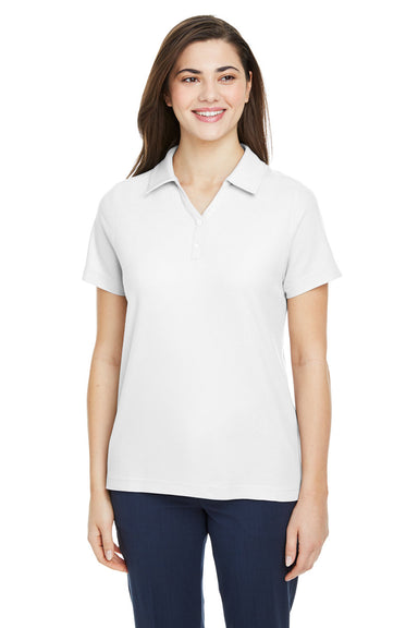 Core 365 CE112W Womens Fusion ChromaSoft Performance Moisture Wicking Pique Short Sleeve Polo Shirt White Front