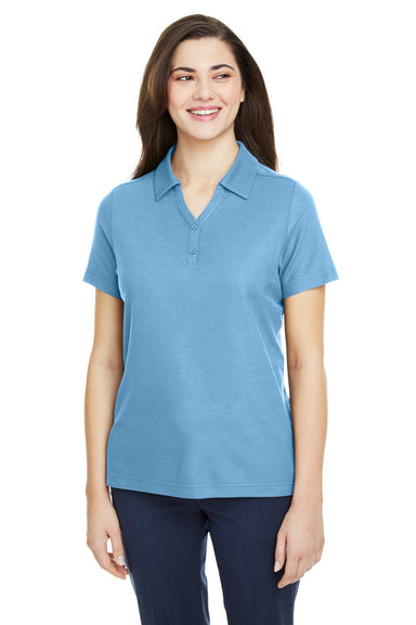 Core 365 CE112W Womens Fusion ChromaSoft Performance Moisture Wicking Pique Short Sleeve Polo Shirt Columbia Blue Front