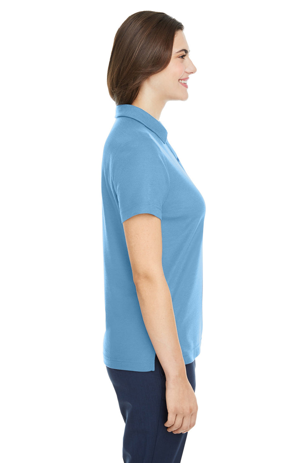 Core 365 CE112W Womens Fusion ChromaSoft Performance Moisture Wicking Pique Short Sleeve Polo Shirt Columbia Blue Side