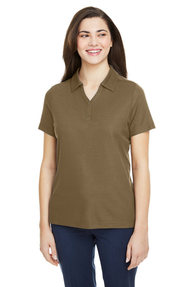 Core 365 CE112W Womens Fusion ChromaSoft Performance Moisture Wicking Pique Short Sleeve Polo Shirt Coyote Brown Front