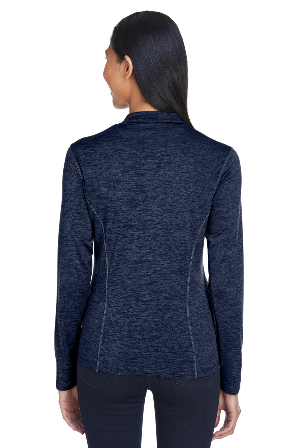 Core 365 CE401W Womens Kinetic Performance Moisture Wicking 1/4 Zip Sweatshirt Navy Blue/Carbon Grey Back