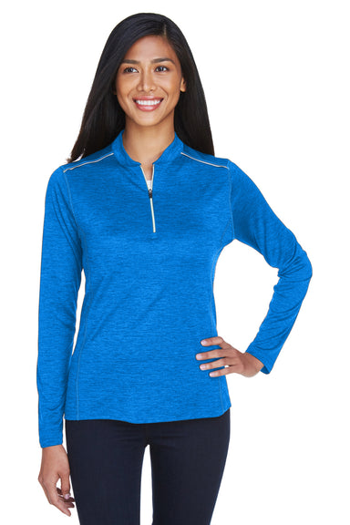 Core 365 CE401W Womens Kinetic Performance Moisture Wicking 1/4 Zip Sweatshirt Royal Blue/Carbon Grey Front