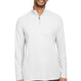 Core 365 Mens Fusion ChromaSoft Performance Moisture Wicking Pique 1/4 Zip Sweatshirt - White