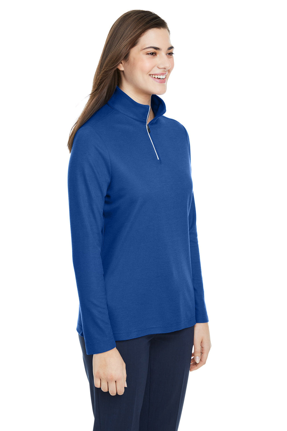 Core 365 CE405W Womens Fusion ChromaSoft Performance Moisture Wicking Pique 1/4 Zip Sweatshirt True Royal Blue 3Q