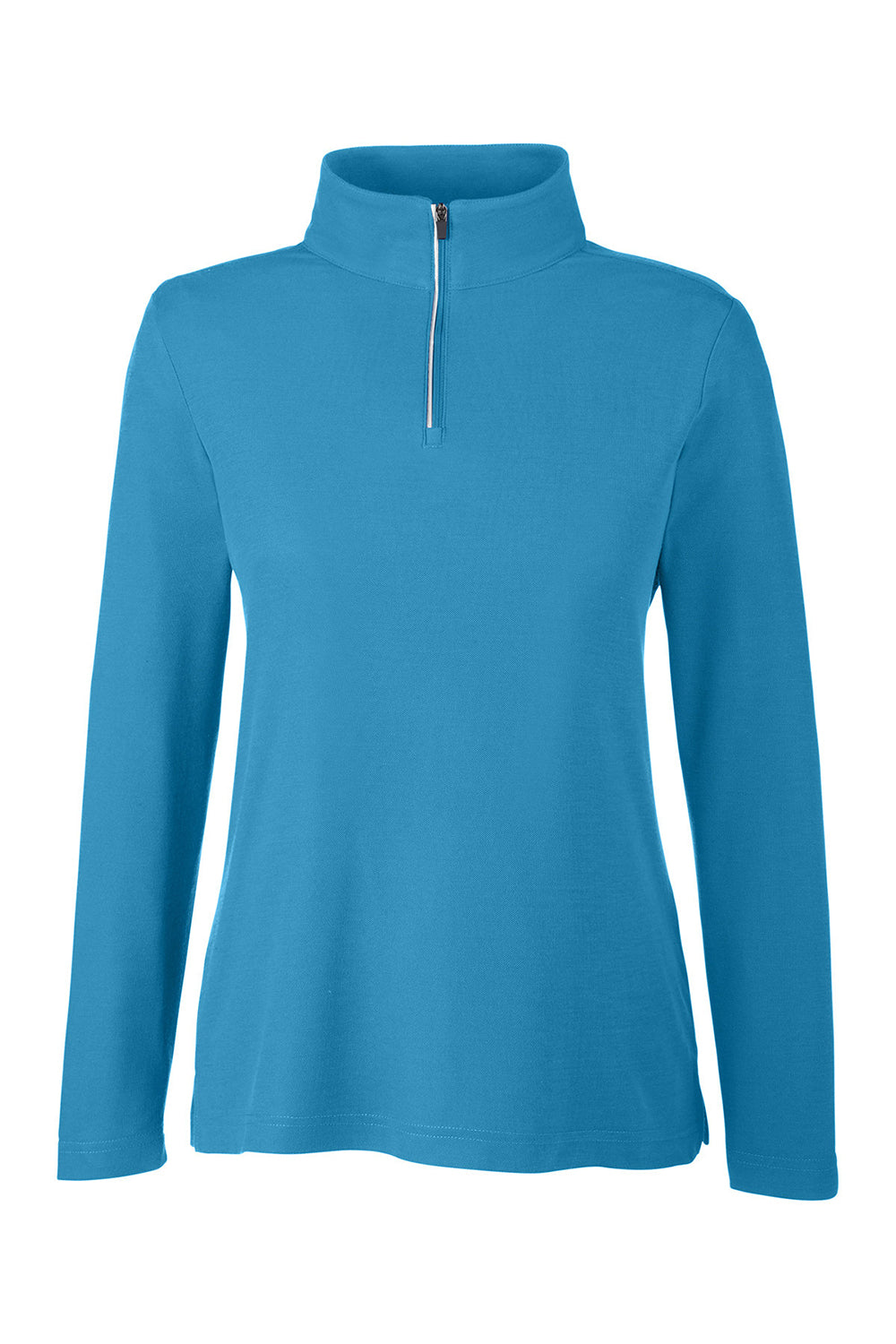 Core 365 CE405W Womens Fusion ChromaSoft Performance Moisture Wicking Pique 1/4 Zip Sweatshirt Electric Blue Flat Front