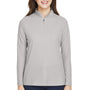 Core 365 Womens Fusion ChromaSoft Performance Moisture Wicking Pique 1/4 Zip Sweatshirt - Platinum Grey