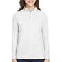 Core 365 Womens Fusion ChromaSoft Performance Moisture Wicking Pique 1/4 Zip Sweatshirt - White