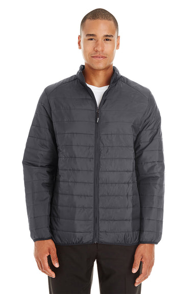 Core 365 CE700 Mens Prevail Packable Puffer Water Resistant Full Zip Jacket Carbon Grey Front