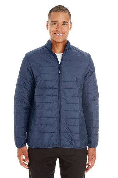 Core 365 CE700 Mens Prevail Packable Puffer Water Resistant Full Zip Jacket Navy Blue Front